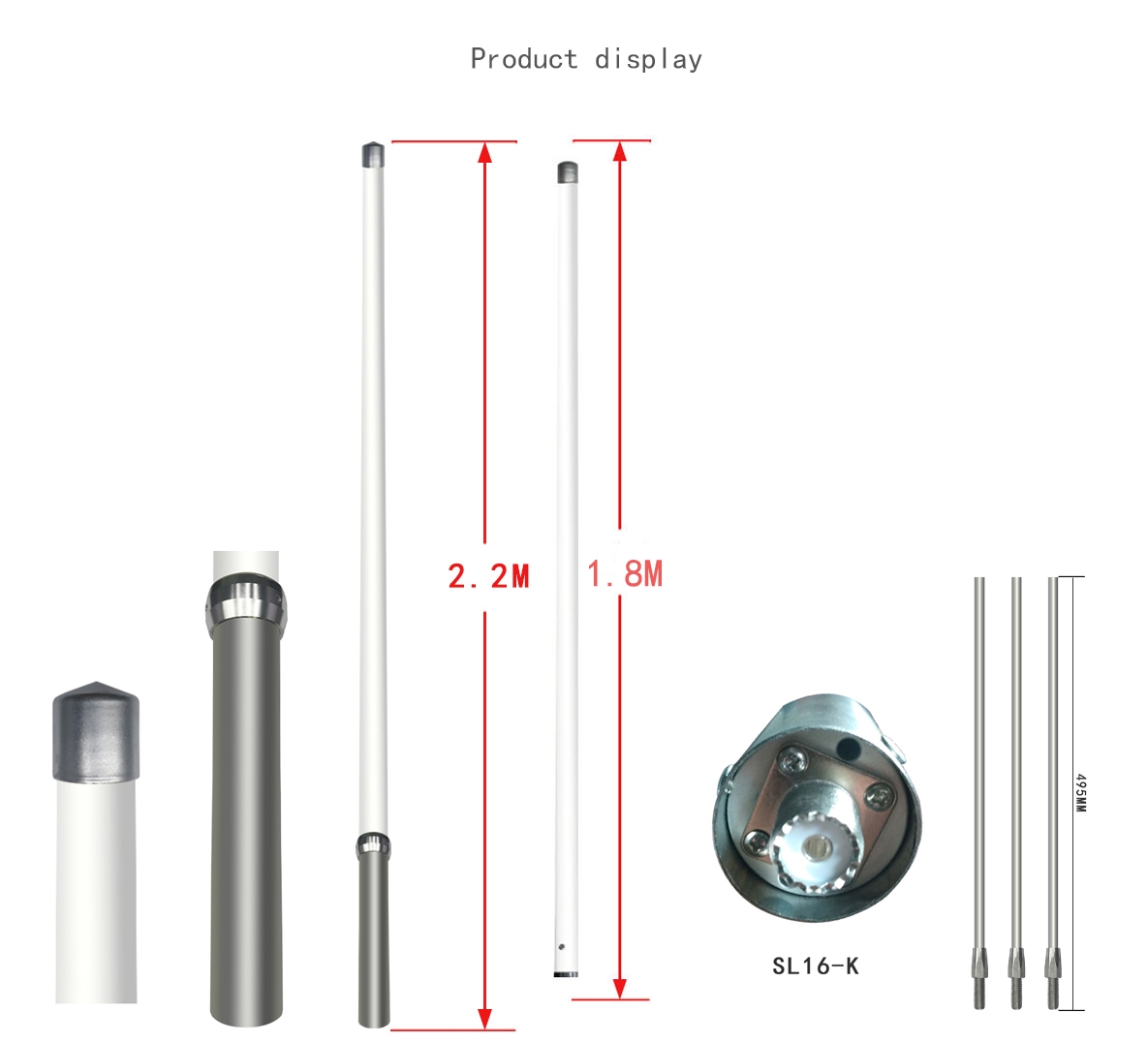 4.0 meter Fiberglass Base Station Antenna For Communication High Gain 144/430MHz VHF UHF